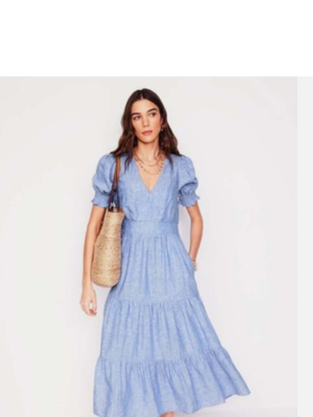 Boden Anna Tiered Linen Midi Dress 4L